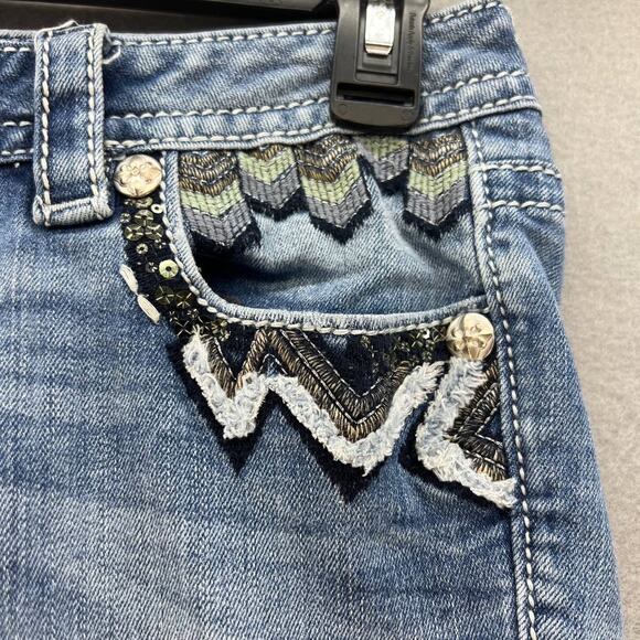 Miss Me Jeans Women's Size 26 (2) Signature Skinny Southwestern Feather Bling - Picture 10 of 16